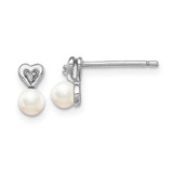 Image of 8mm Sterling Silver Rhodium-plated Freshwater Cultured Pearl & Diamond Earrings QBE23JUN