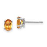 Image of 6mm 14k White Gold 6x4mm Citrine Earrings