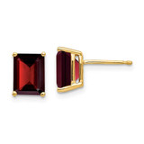 Image of 9mm 14K Yellow Gold 8x6mm Garnet Earrings