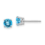 Image of 5mm 14k White Gold 5mm Blue Topaz Earrings