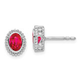 Image of 9mm 14k White Gold Oval Ruby Post Earrings