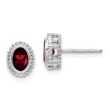 Image of 9mm 10k White Gold Oval Garnet Post Earrings