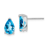 Image of 10mm 14k White Gold 9x6mm Blue Topaz Earrings