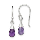 Image of 25mm Sterling Silver Amethyst Dangle Earrings