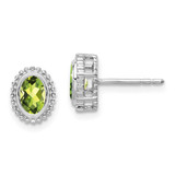 Image of 9mm 10k White Gold Oval Peridot Post Earrings