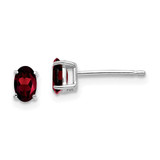 Image of 6mm 14k White Gold 5x3mm Oval Garnet Earrings