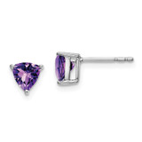 Image of 6.25mm 14k White Gold Trillion Amethyst Earrings