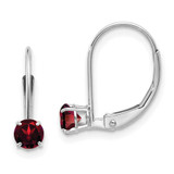 Image of 13mm 14k White Gold 4mm Garnet/January Earrings