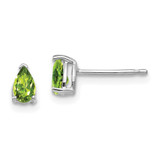 Image of 6mm 14k White Gold 5x3mm Pear Peridot Earrings
