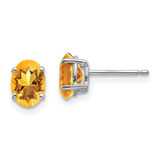 Image of 8mm 14k White Gold 7x5mm Oval Citrine Earrings