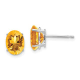 Image of 9mm 14k White Gold 8x6mm Oval Citrine Earrings