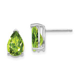 Image of 10mm 14k White Gold 9x6mm Pear Peridot Earrings