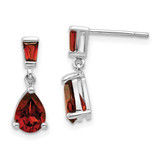 Image of 18mm 14k White Gold Garnet Dangle Post Earrings