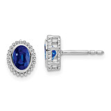 Image of 9mm 14k White Gold Oval Sapphire Post Earrings