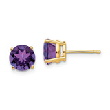 Image of 7mm 14K Yellow Gold 7mm Amethyst Post Earrings