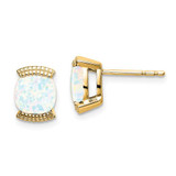 Image of 8.4mm 14K Yellow Gold Created Opal Post Earrings