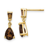 Image of 15mm 14K Yellow Gold Smoky Quartz Post Earrings