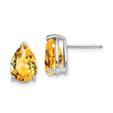 Image of 11mm 14k White Gold 10x7mm Pear Citrine Earrings