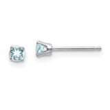 Image of 3mm 14k White Gold 3mm Aquamarine Stud Earrings