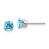 Image of 5mm 14k White Gold 5mm Blue Topaz Stud Earrings