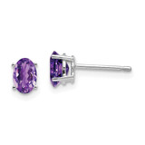 Image of 7mm 14k White Gold 6x4mm Oval Amethyst Earrings