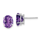 Image of 9mm 14k White Gold 9x7mm Oval Amethyst Earrings