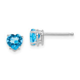 Image of 6mm 14k White Gold 5mm Heart Blue Topaz Earrings