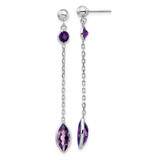 Image of 47mm 14k White Gold Amethyst Post Dangle Earrings