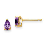 Image of 6mm 14K Yellow Gold 5x3mm Pear Amethyst Earrings