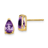 Image of 9mm 14K Yellow Gold 8x5mm Pear Amethyst Earrings
