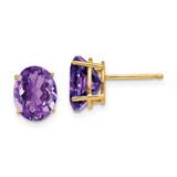 Image of 9mm 14K Yellow Gold 9x7mm Oval Amethyst Earrings