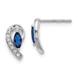 Image of 10mm 10k White Gold Diamond Sapphire Post Earrings