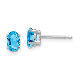 Image of 7mm 14k White Gold 6x4mm Oval Blue Topaz Earrings