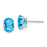 Image of 9mm 14k White Gold 8x6mm Oval Blue Topaz Earrings