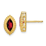 Image of 11.8mm 14K Yellow Gold Marquise Garnet Post Earrings