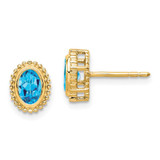 Image of 9mm 14K Yellow Gold Oval Blue Topaz Post Earrings