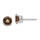Image of 7mm 14k White Gold 6mm Round Smoky Quartz Earrings