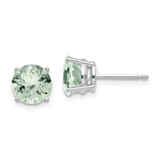 Image of 8mm 14k White Gold 7mm Round Green Quartz Earrings