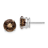 Image of 9mm 14k White Gold 8mm Round Smoky Quartz Earrings