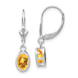 Image of 26mm 14k White Gold Citrine Oval Leverback Earrings