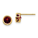 Image of 5mm 14K Yellow Gold 5mm Bezel Garnet Stud Earrings