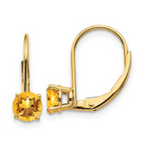 Image of 16mm 14K Yellow Gold 5mm Citrine Leverback Earrings
