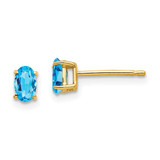 Image of 5mm 14K Yellow Gold 5x3mm Oval Blue Topaz Earrings
