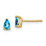 Image of 6mm 14K Yellow Gold 5x3mm Pear Blue Topaz Earrings