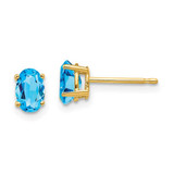 Image of 6mm 14K Yellow Gold 6x4mm Oval Blue Topaz Earrings