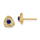 Image of 7.3mm 14K Yellow Gold Created Sapphire Post Earrings