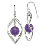 Image of 45mm Sterling Silver Twist Dangle Amethyst Earrings