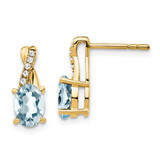 Image of 10k Yellow Gold Aquamarine and Diamond Earrings