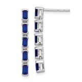 Image of 26.8mm 14k White Gold Sapphire 5-stone Dangle Earrings