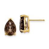Image of 11mm 14K Yellow Gold 10x7 Pear Smoky Quartz Earrings